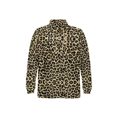 Cheetah Pattern Print Design 02 Long Sleeve Polo Shirt For Men's
