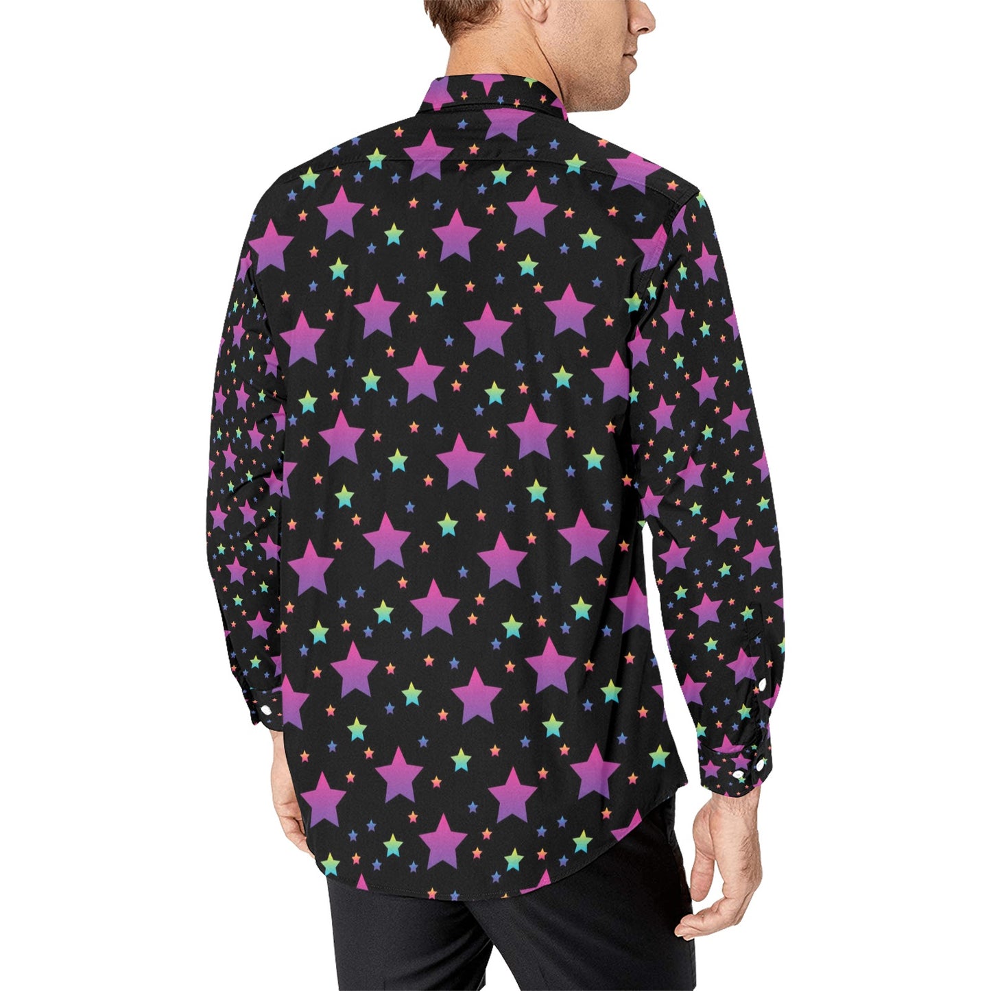Star Print Design LKS305 Men's Long Sleeve Dress Shirt