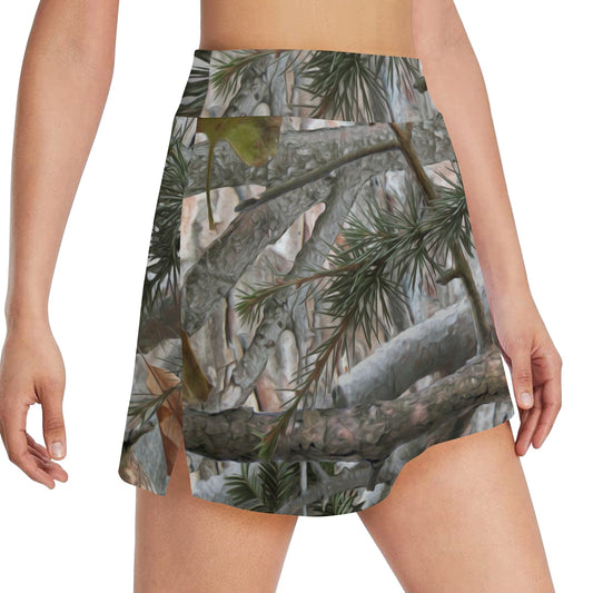 Camo Realistic Tree Forest Pattern 17" Golf & Pickleball Skort with Pockets