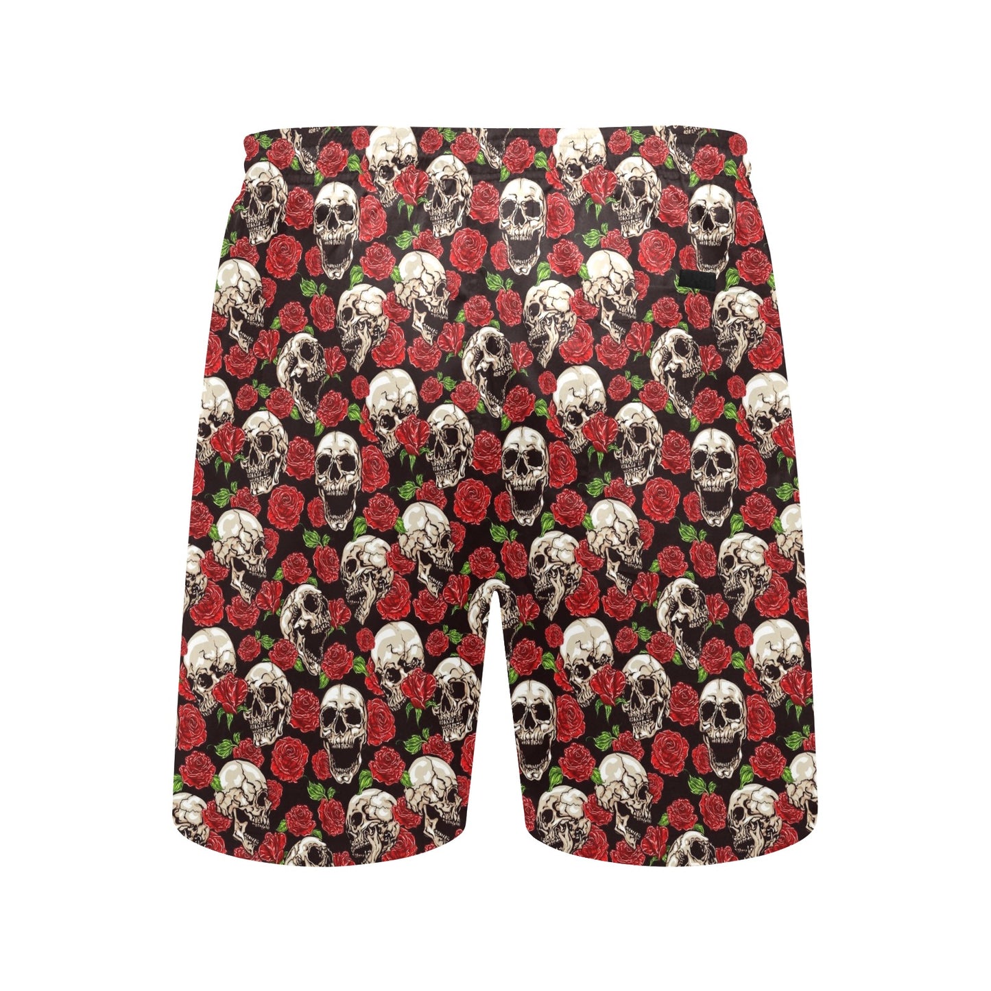 Skull Roses Design Themed Print Men's Swim Trunks Beach Shorts
