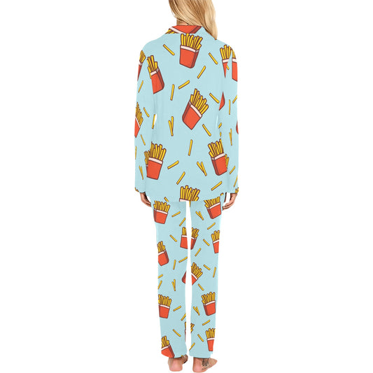 French Fried Pattern Print Design 02 Women's Long Pajama Set