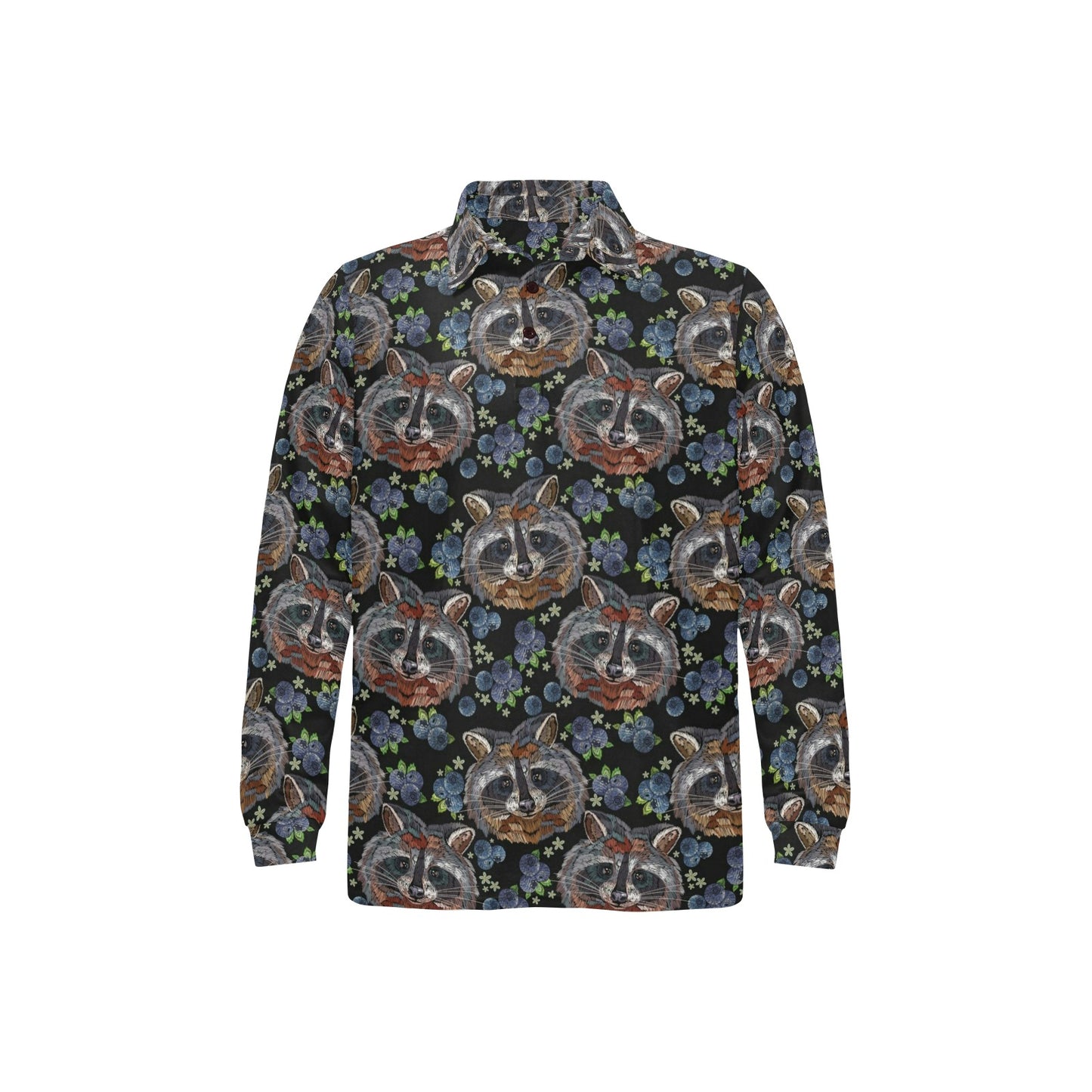Raccoon Pattern Print Design A03 Long Sleeve Polo Shirt For Men's