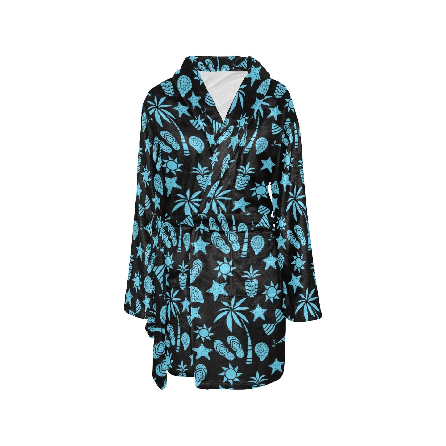 Beach Scene Pattern Print Design 03 Women's Fleece Robe