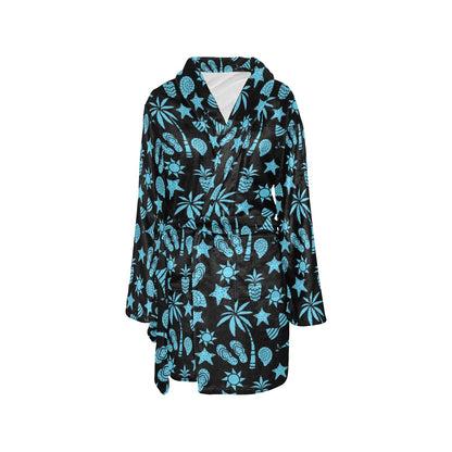 Beach Scene Pattern Print Design 03 Women's Fleece Robe