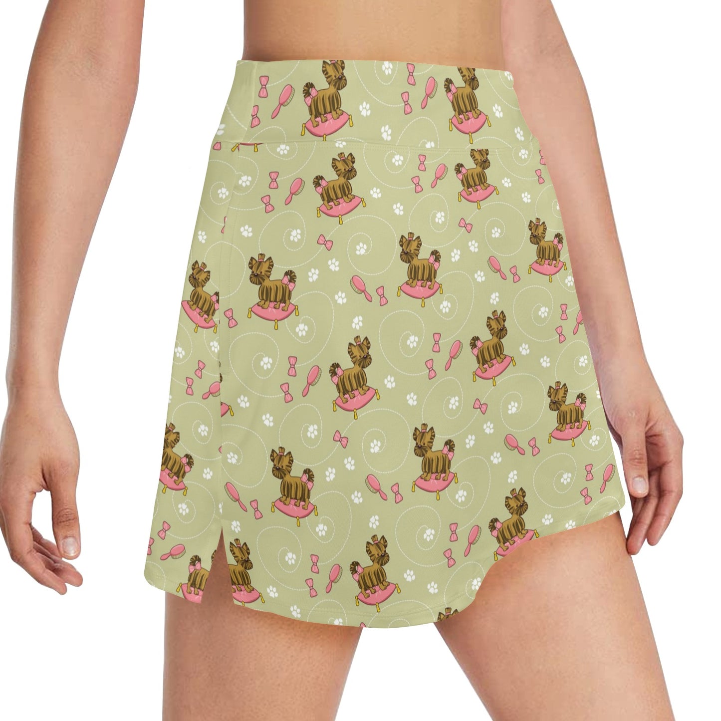 Yorkshire Cute Terriers Print Design LKS301 17" Golf & Pickleball Skort with Pockets