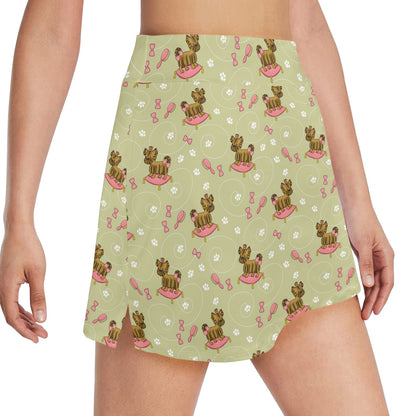 Yorkshire Cute Terriers Print Design LKS301 17" Golf & Pickleball Skort with Pockets