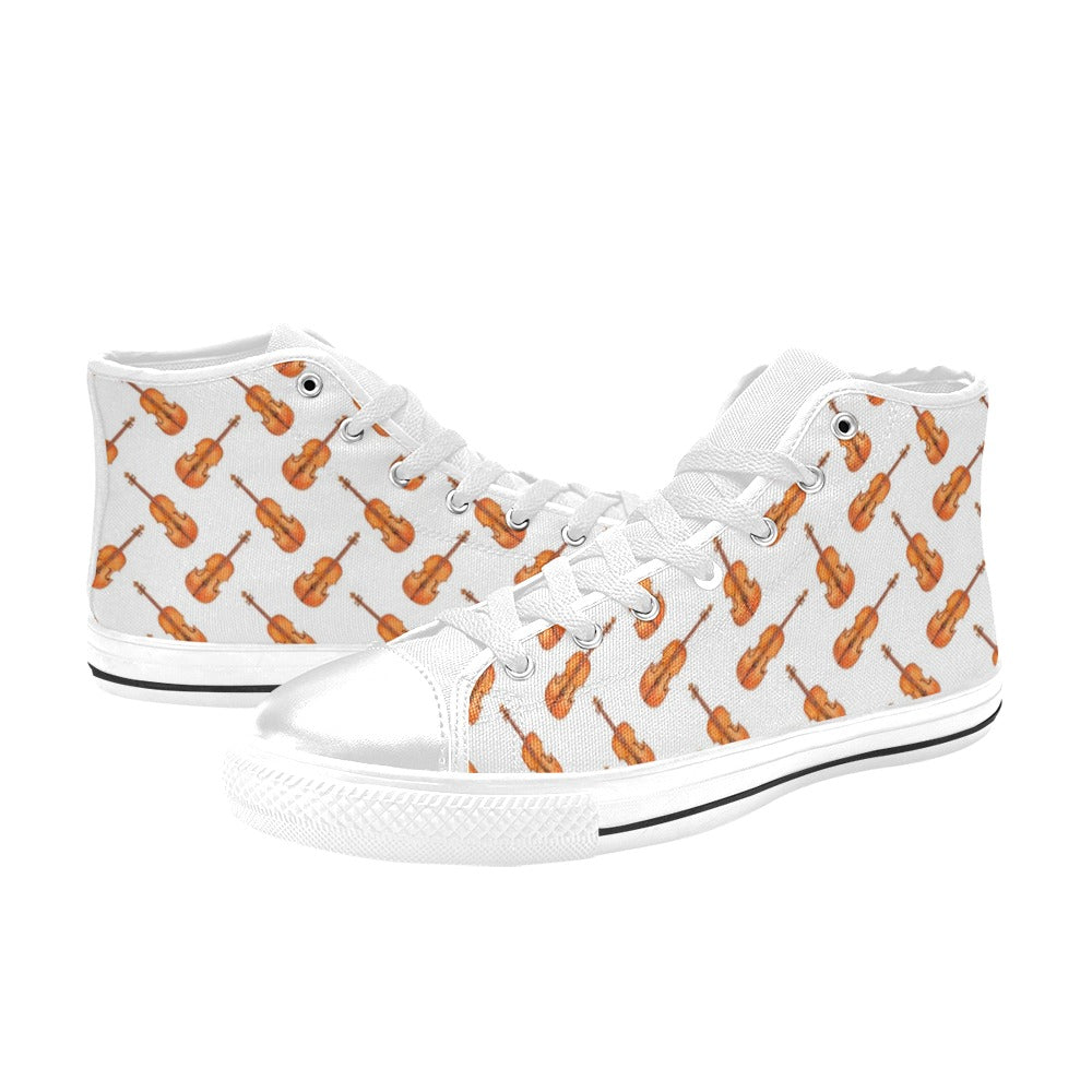 Violin Print Design LKS401 Men's High Top Canvas Shoes