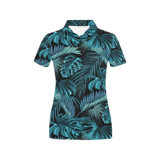 Palm Leaf Pattern Print Design A03 Women's Polo Shirt