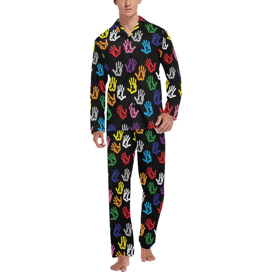 Cancer Awareness Pattern Print Design 04 Men's Long Pajama Set