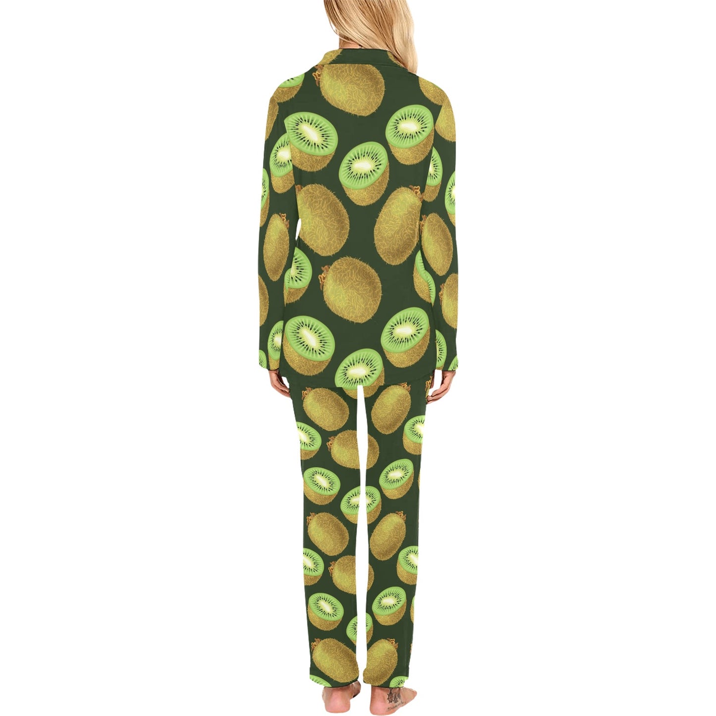 Kiwi Pattern Print Design KW04 Women's Long Pajama Set