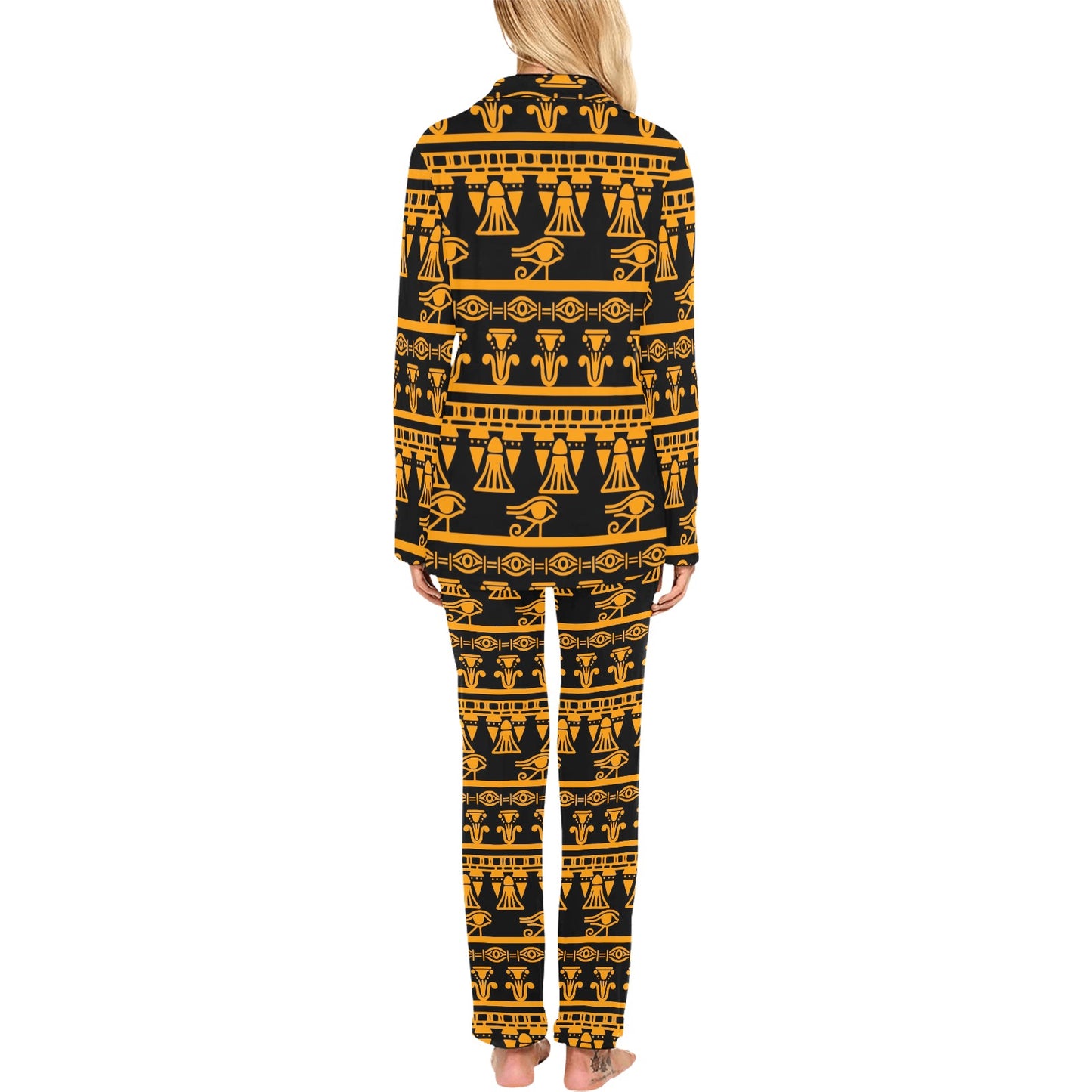 Eye of Horus Tribal Egypt Pattern Women's Long Pajama Set