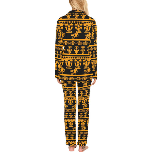 Eye of Horus Tribal Egypt Pattern Women's Long Pajama Set