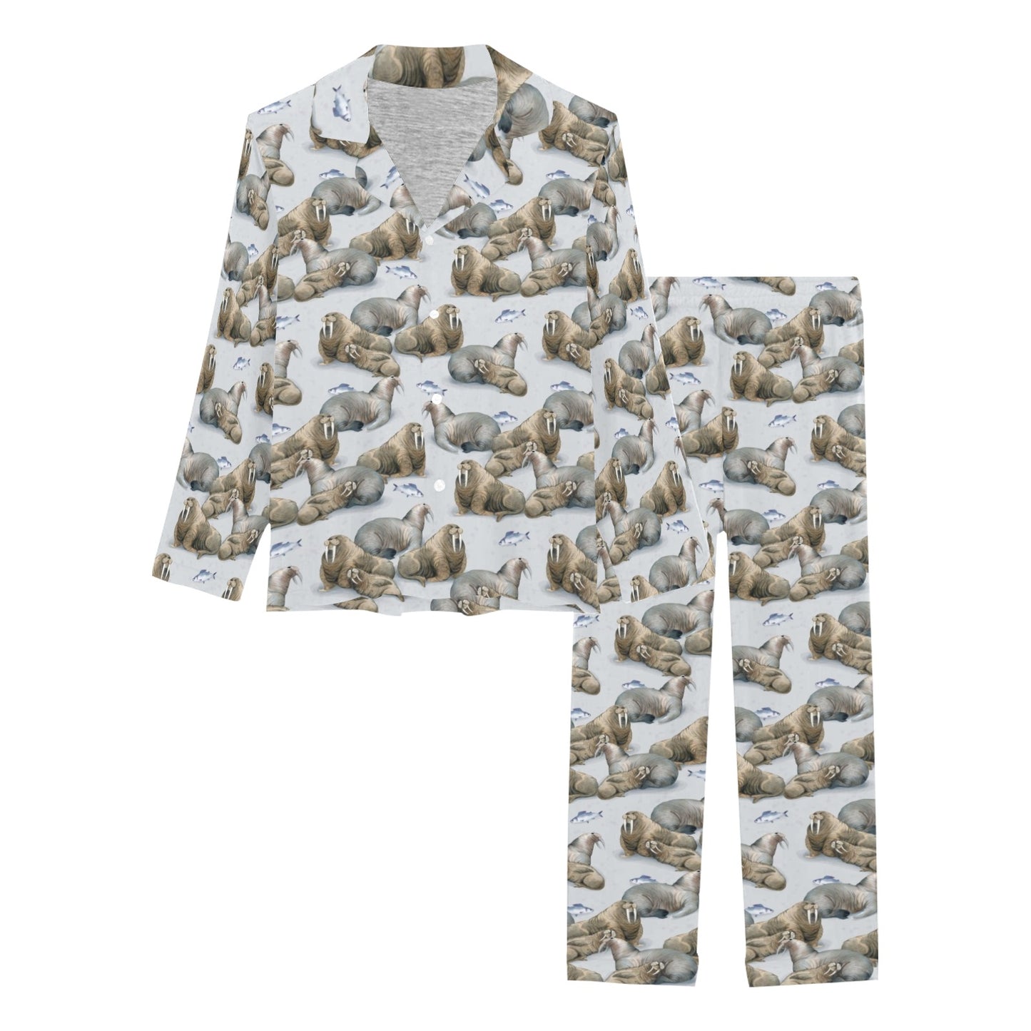 Walrus Print Design LKS401 Women's Long Pajama Set