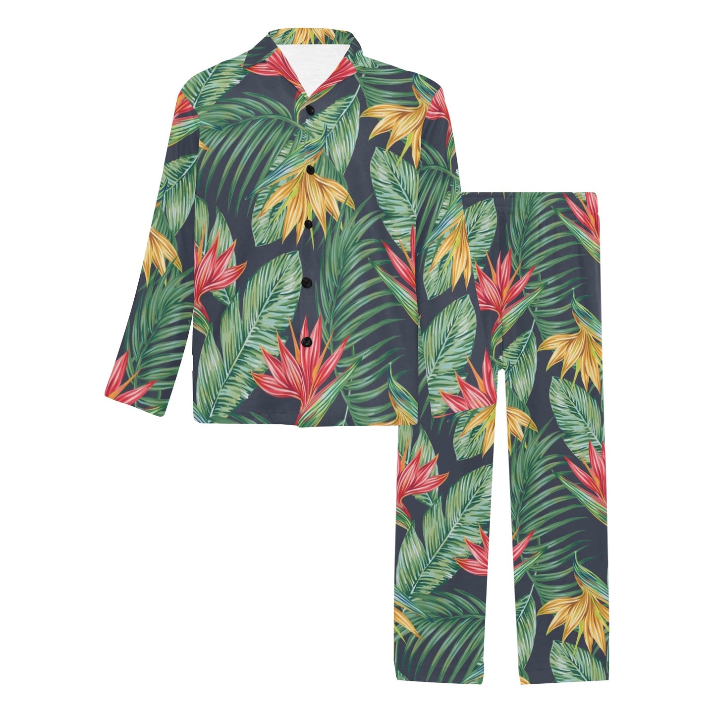 Bird Of Paradise Pattern Print Design BOP09 Men's Long Pajama Set
