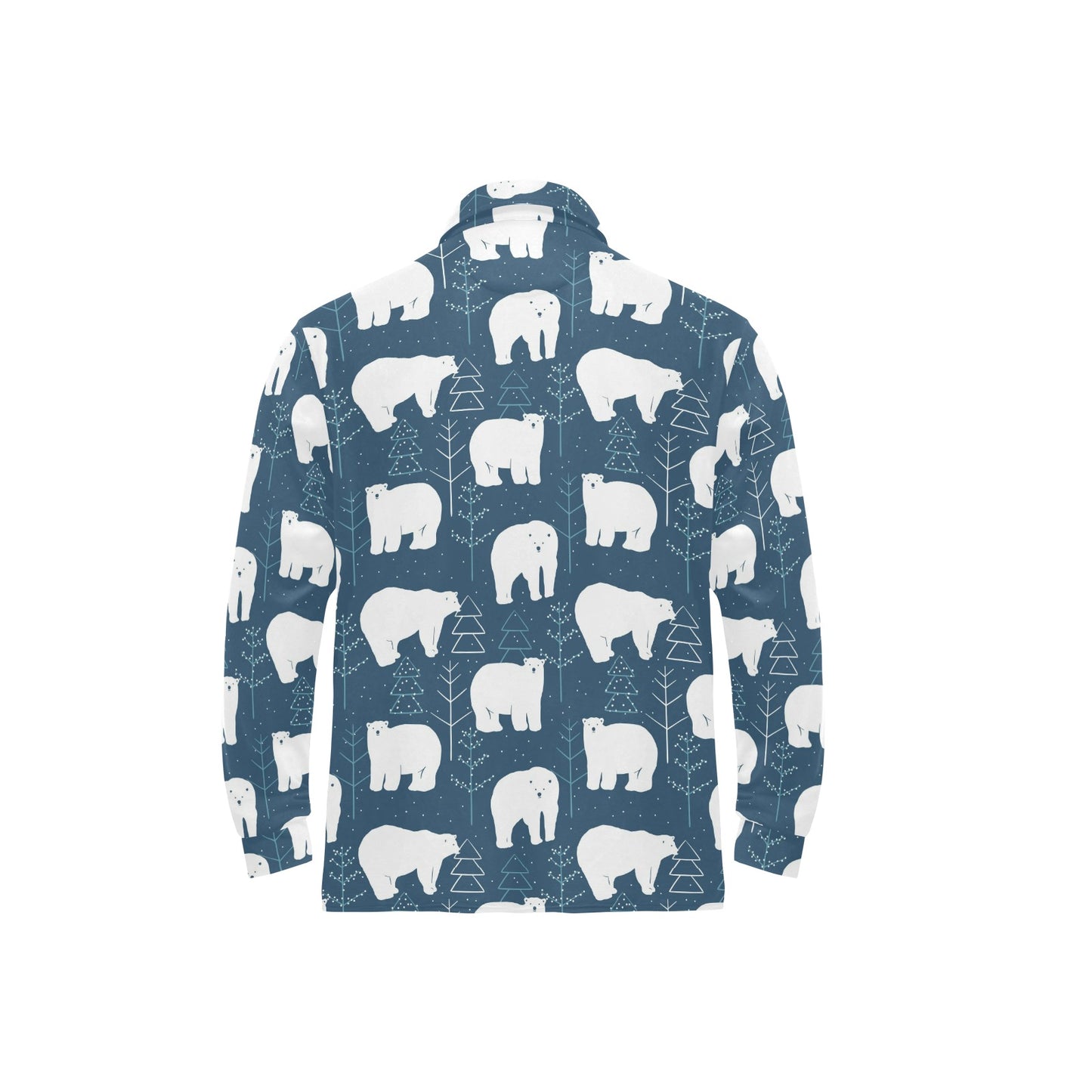 Polar Bear Pattern Print Design A01 Long Sleeve Polo Shirt For Men's