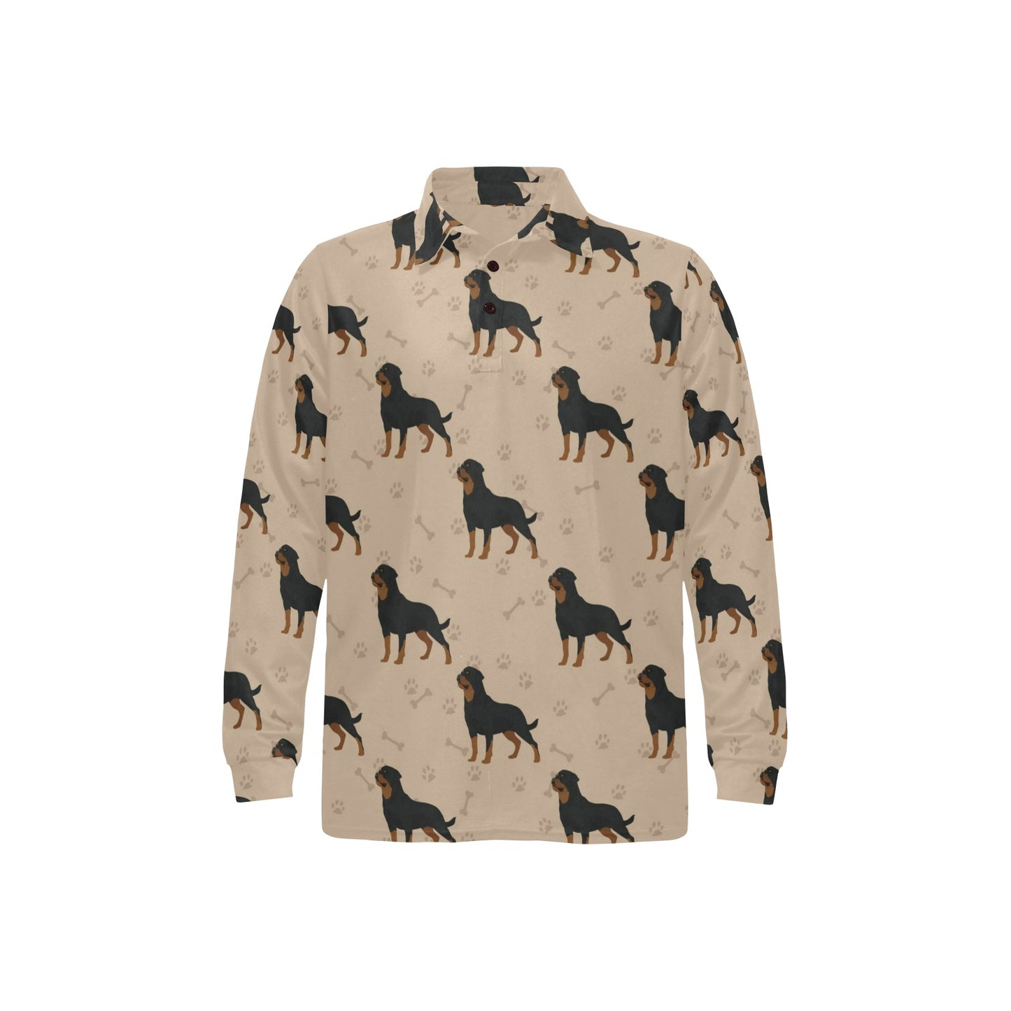 Rottweiler Pattern Print Design A01 Long Sleeve Polo Shirt For Men's