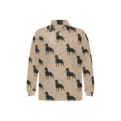 Rottweiler Pattern Print Design A01 Long Sleeve Polo Shirt For Men's