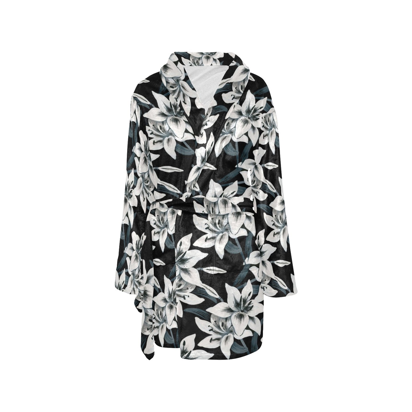 Lily Pattern Print Design 03 Women's Fleece Robe