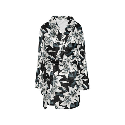 Lily Pattern Print Design 03 Women's Fleece Robe