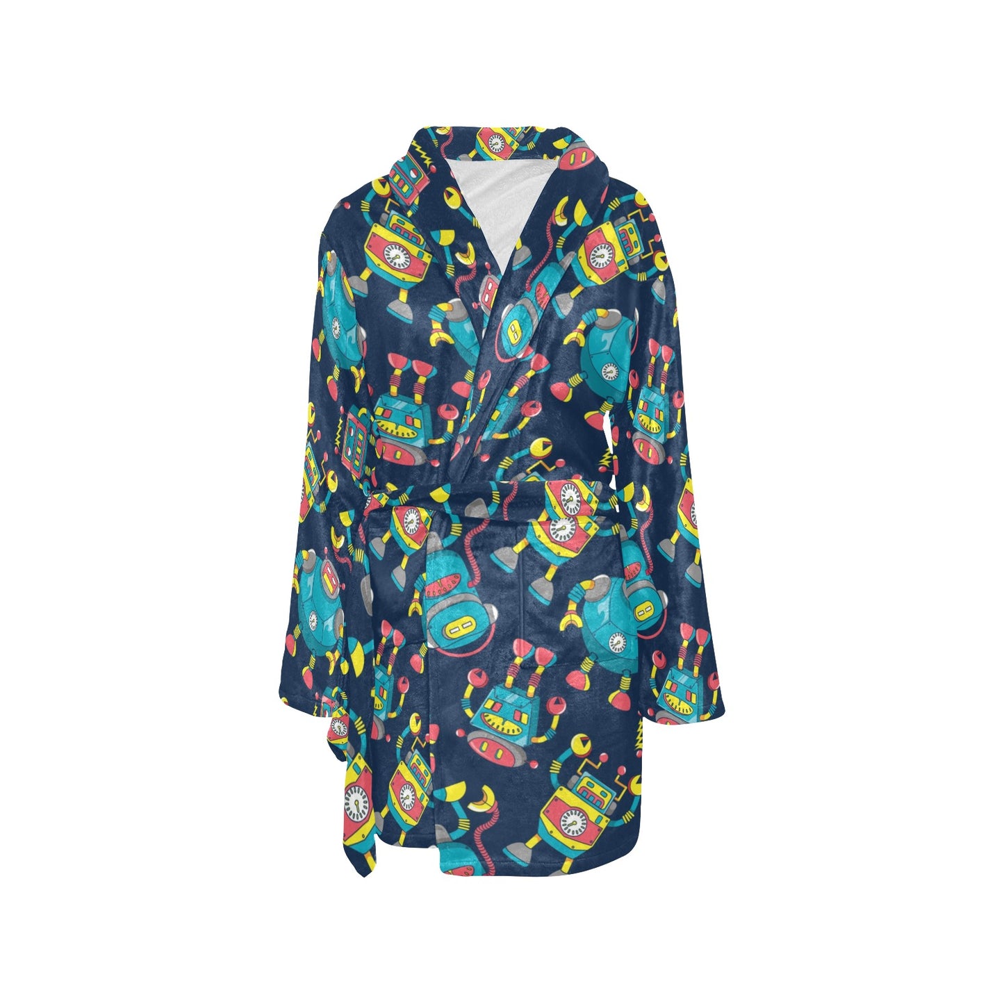 Robot Pattern Print Design A05 Women's Fleece Robe