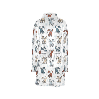 Alaskan Malamute Pattern Print Design 02 Women's Fleece Robe