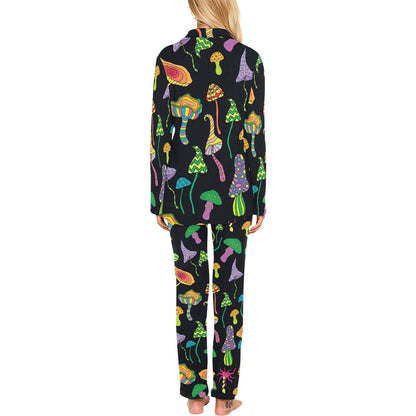 Psychedelic Mushroom Pattern Print Design A02 Women's Long Pajama Set