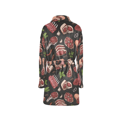 Meat Pattern Print Design 02 Women's Fleece Robe