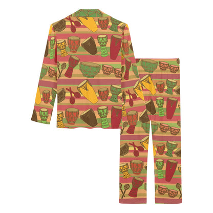 Percussion Pattern Print Design 01 Women's Long Pajama Set