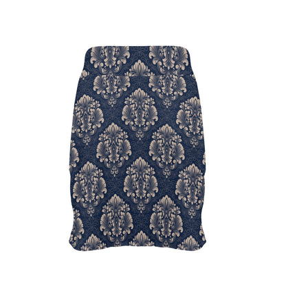 Damask Blue Luxury Print Pattern 17" Golf & Pickleball Skort with Pockets