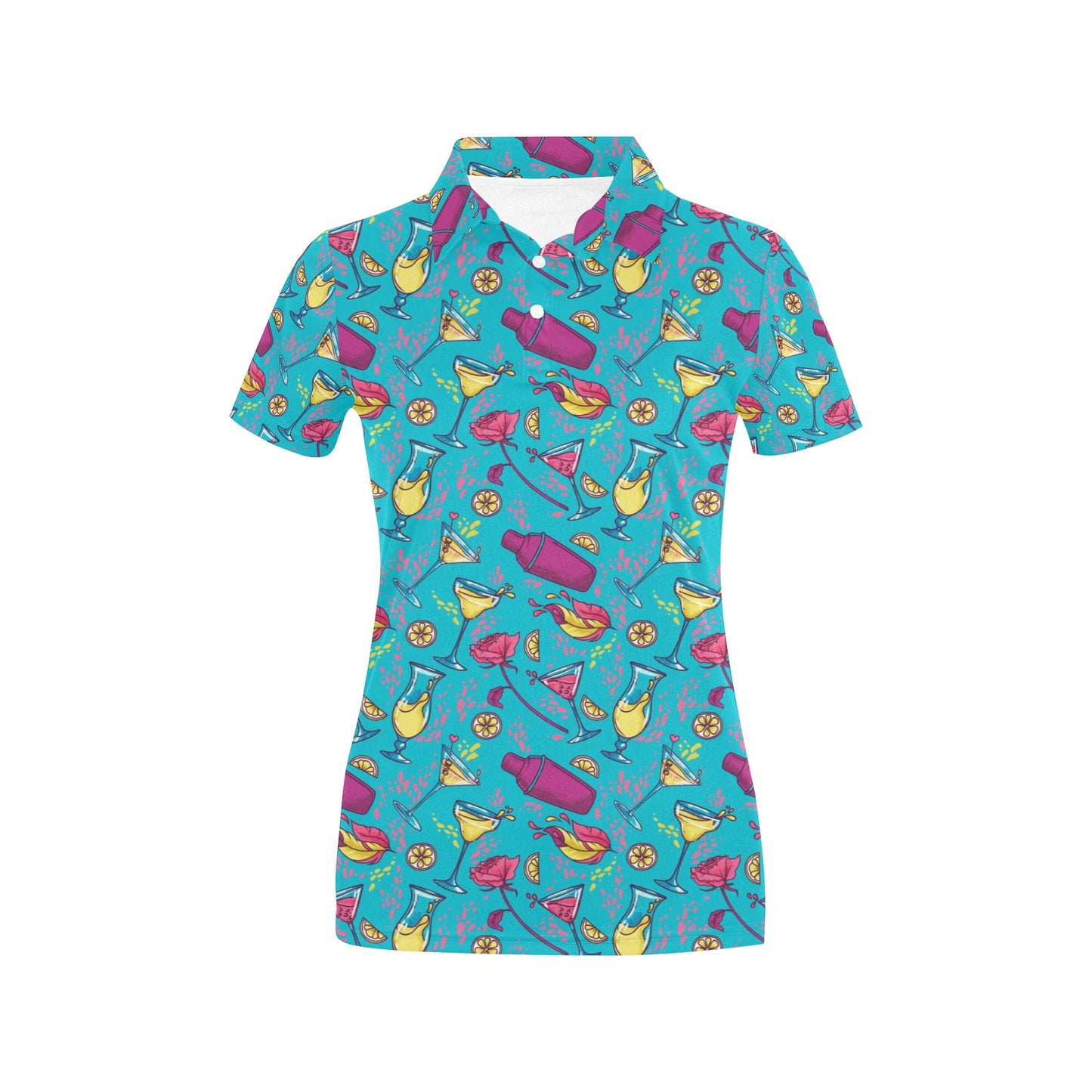 Cocktail Pattern Print Design 03 Women's Polo Shirt