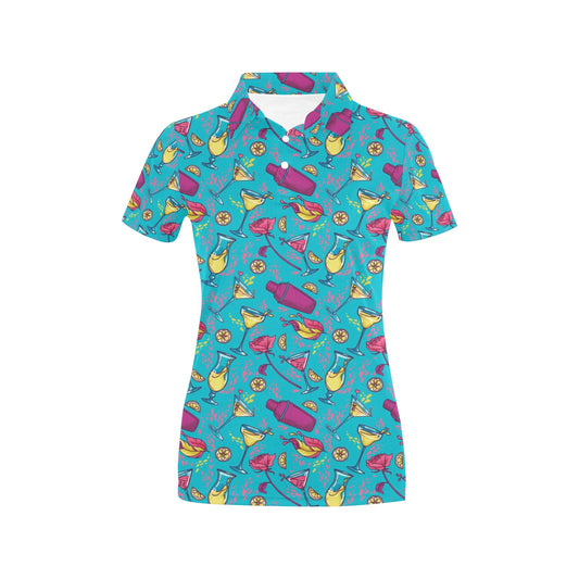 Cocktail Pattern Print Design 03 Women's Polo Shirt