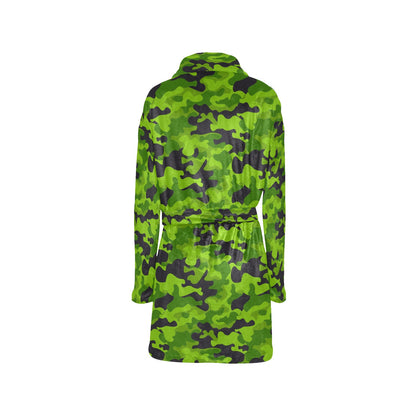Green Kelly Camo Print Women's Fleece Robe