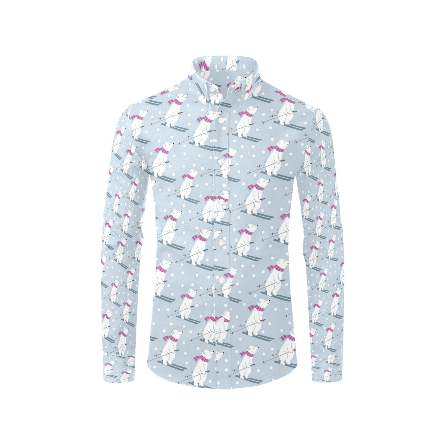 Ski Print Design LKS307 Men's Long Sleeve Dress Shirt