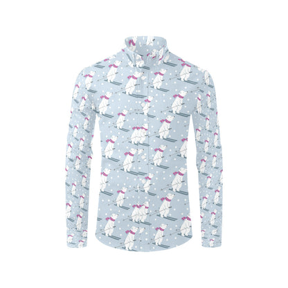 Ski Print Design LKS307 Men's Long Sleeve Dress Shirt