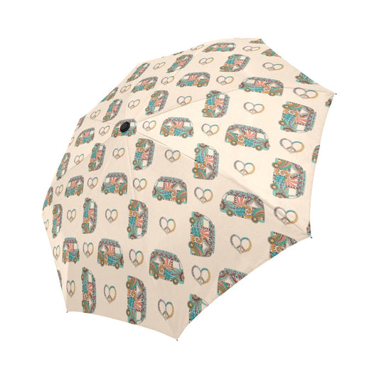 Hippie Van Peace Print Design LKS303 Anti-UV Automatic Umbrella