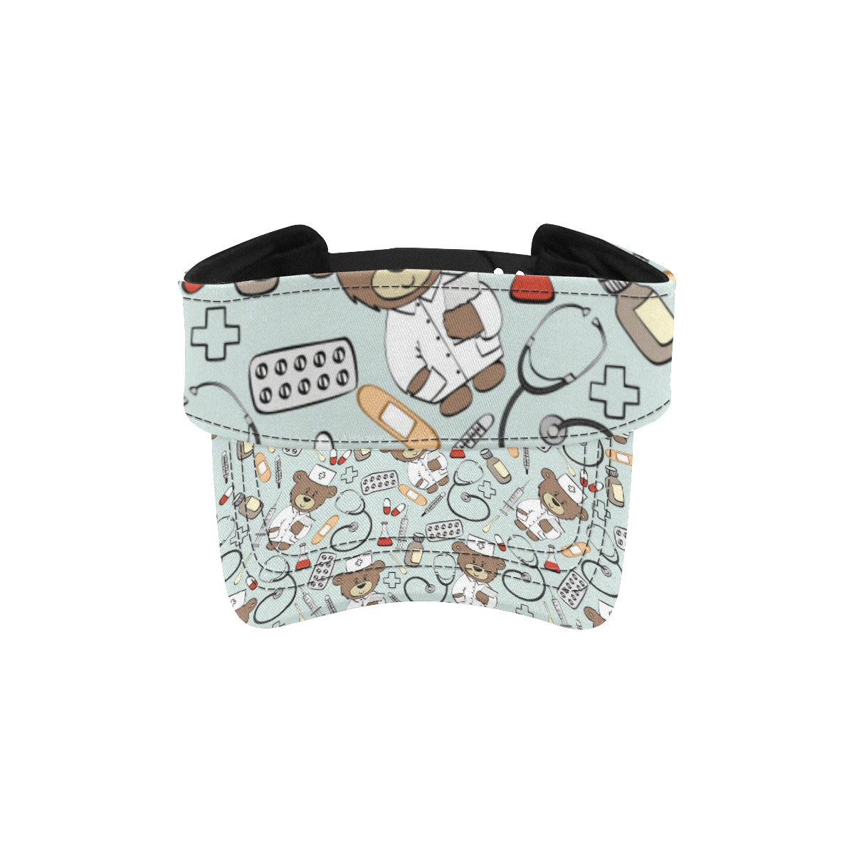 Nurse Bear Pattern Print Design A01 Unisex Sun Visor