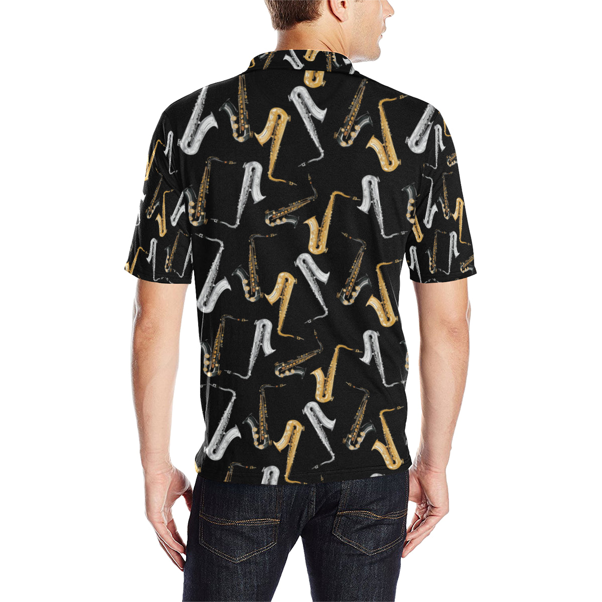 Saxophone Pattern Print Design 01 Men Polo Shirt
