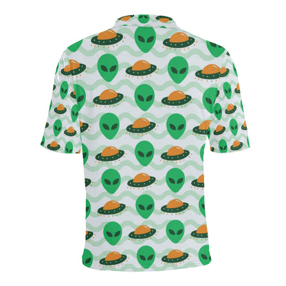 Alien UFO Pattern Print Design 04 Men Polo Shirt