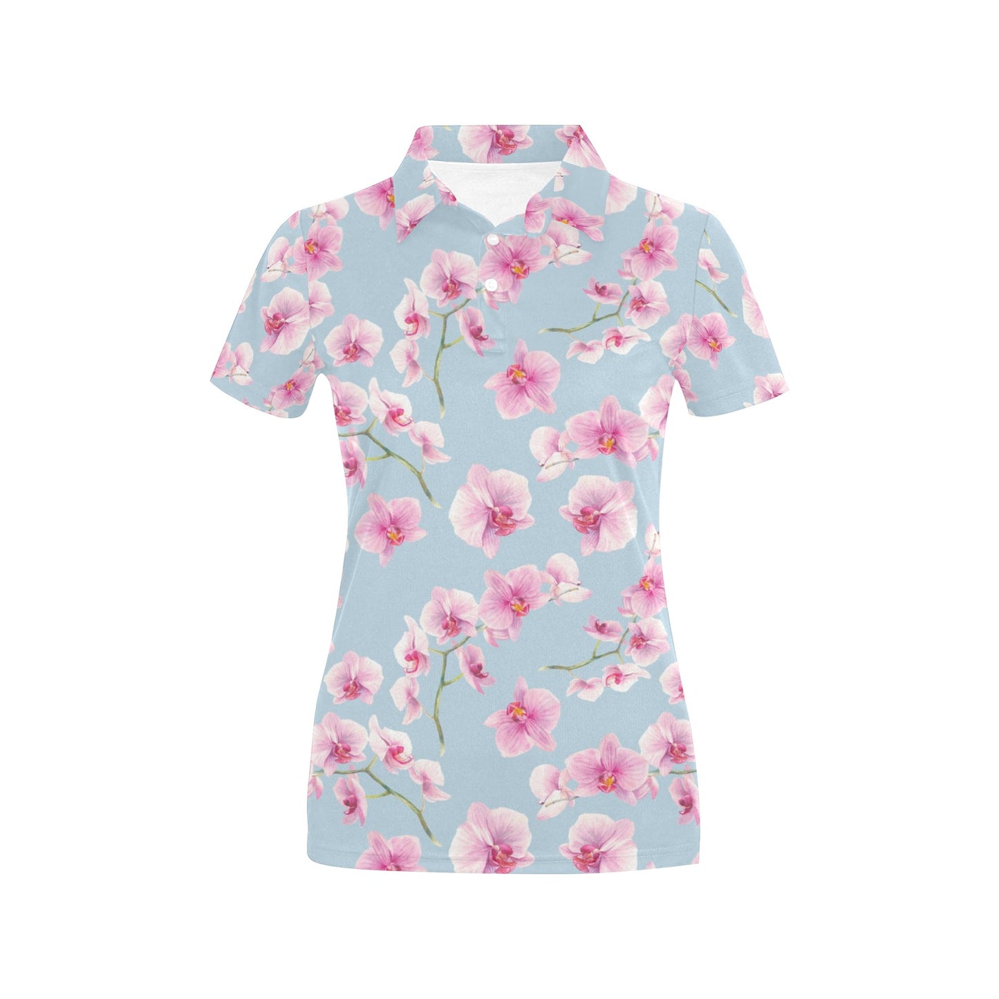 Orchid Pattern Print Design A01 Women's Polo Shirt