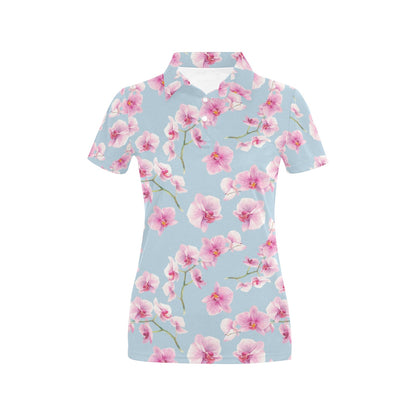 Orchid Pattern Print Design A01 Women's Polo Shirt