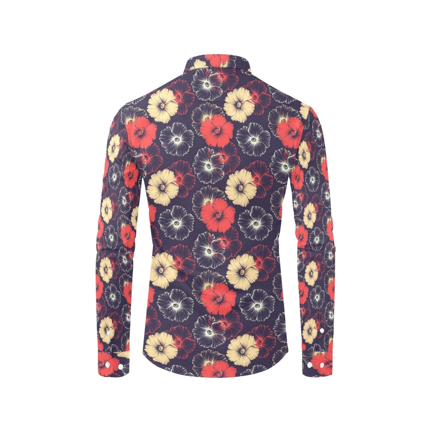 Tropical Flower Print Design LKS302 Men's Long Sleeve Dress Shirt