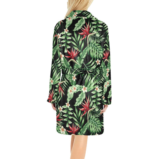 Bird Of Paradise Pattern Print Design BOP05 Women's Fleece Robe