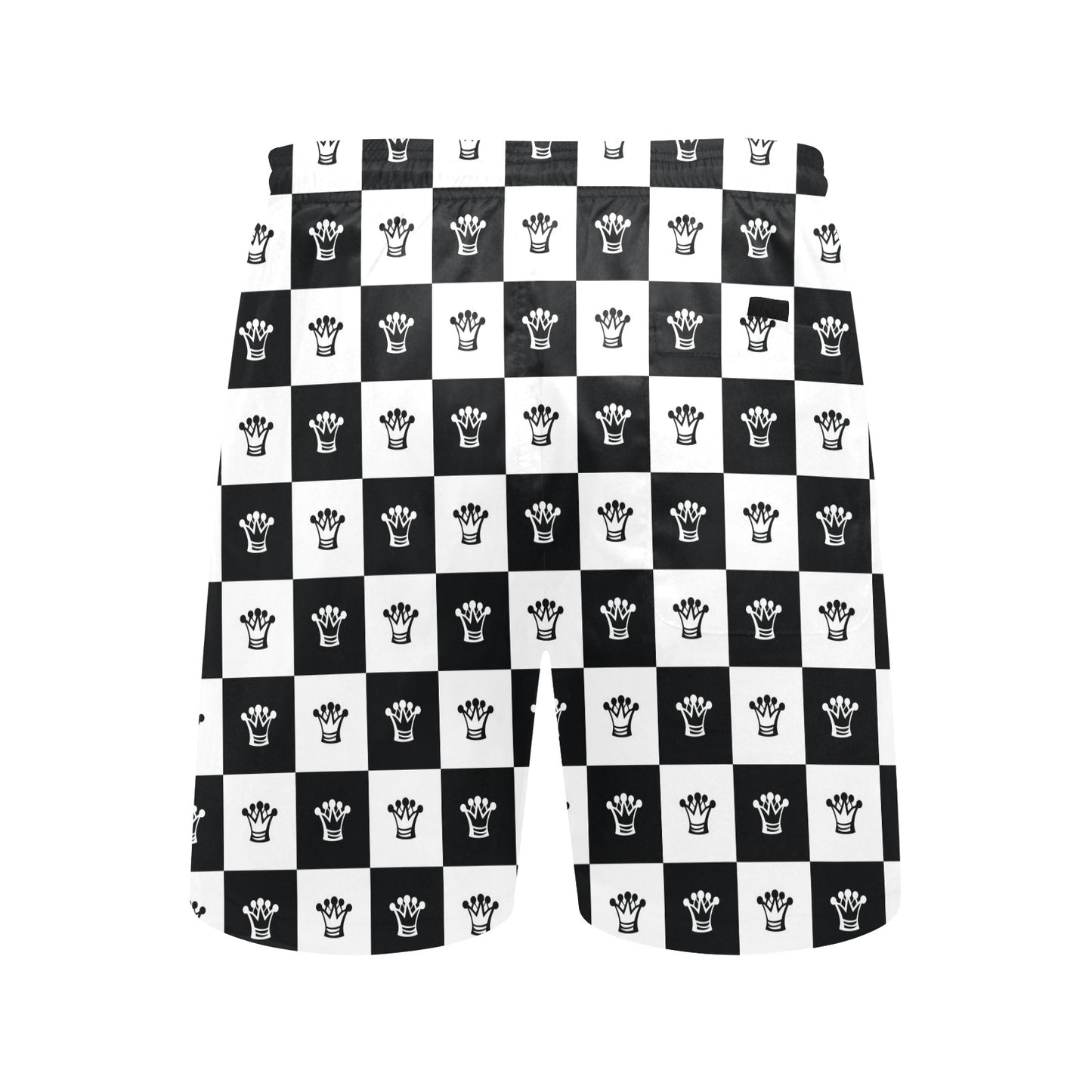 Checkered Flag Crown Pattern Men's Swim Trunks Beach Shorts