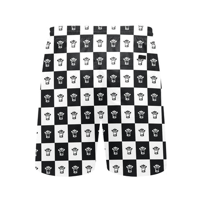 Checkered Flag Crown Pattern Men's Swim Trunks Beach Shorts