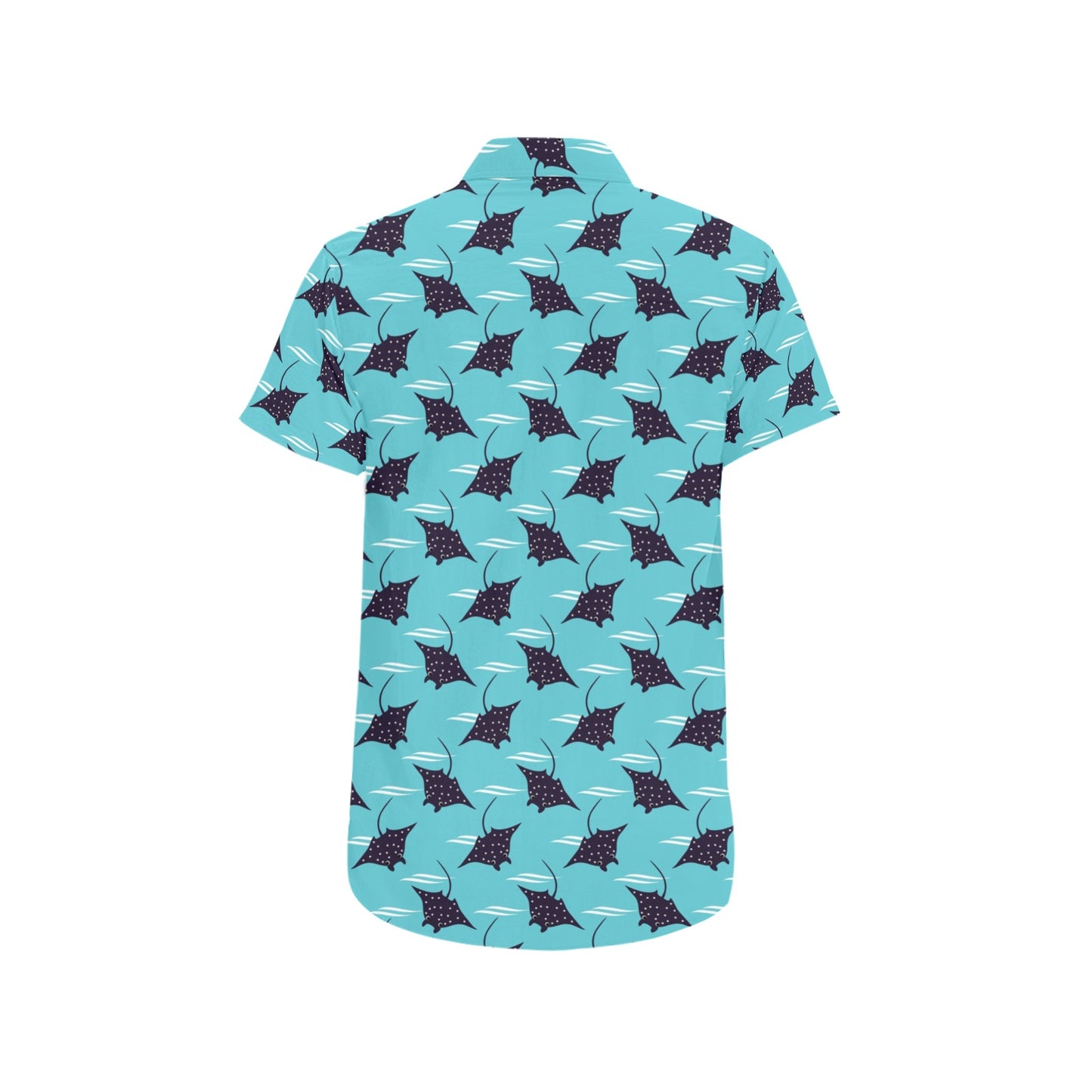 Manta Ray Print Design LKS403 Men Short Sleeve Button Up Shirt