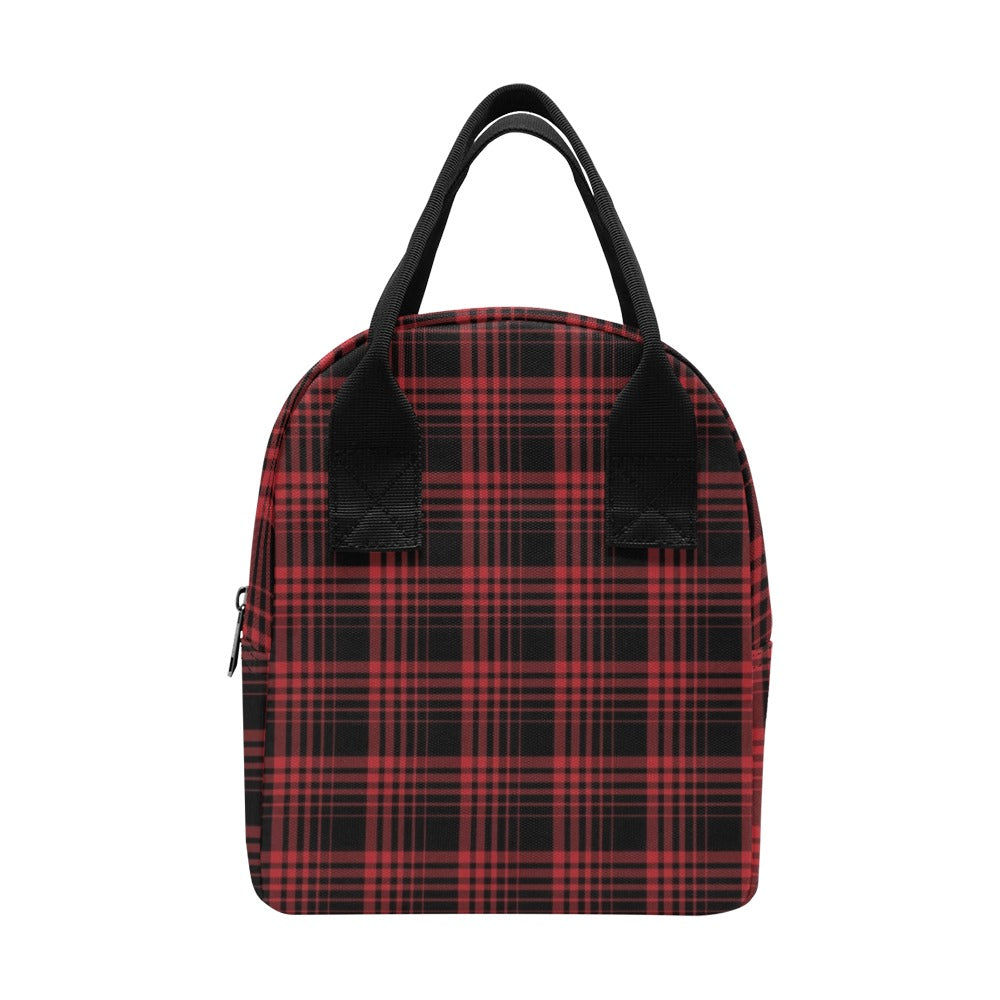 Tartan Red Black Print Design LKS303 Insulated Lunch Bag