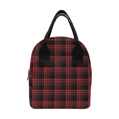 Tartan Red Black Print Design LKS303 Insulated Lunch Bag