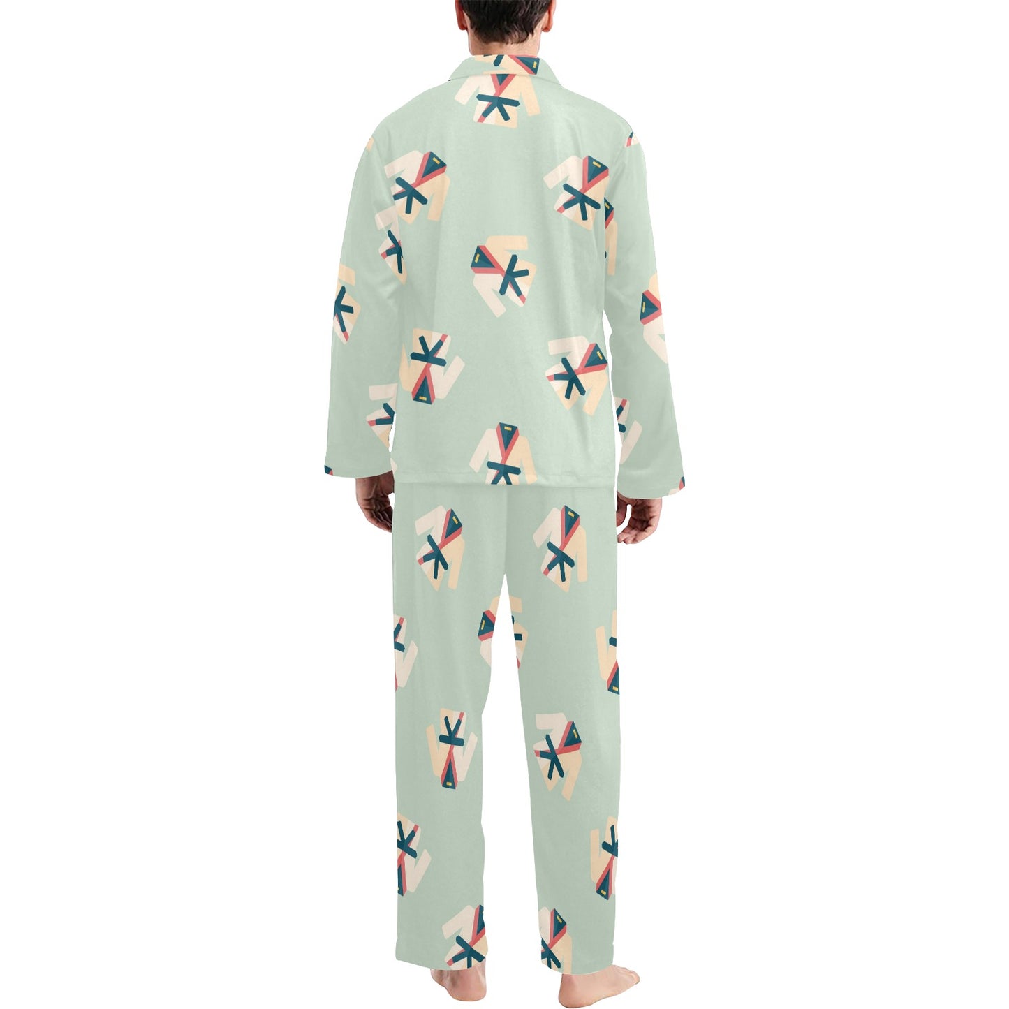 Karate Pattern Print Design 02 Men's Long Pajama Set