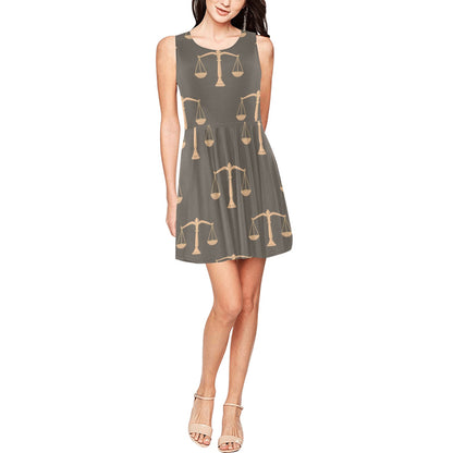Libra Pattern Print Design 01 Sleeveless Dress