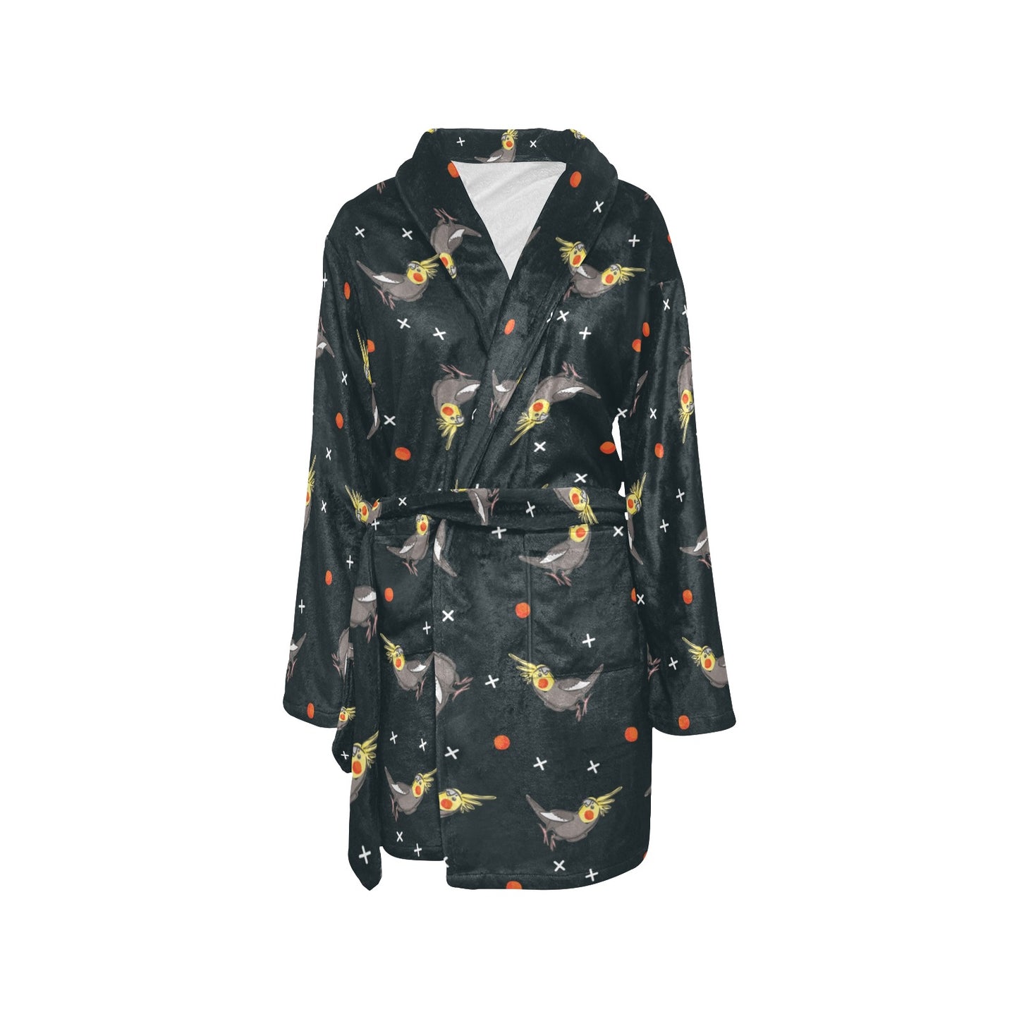 Cockatiel Pattern Print Design 02 Women's Fleece Robe